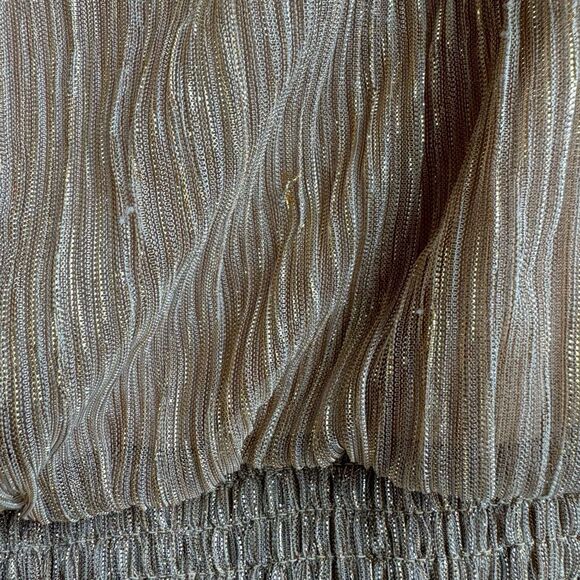 $5/$25 Joie Metallic Lurex High Neck Glitter Gold Feminine Blouse Size Medium - Picture 7 of 7
